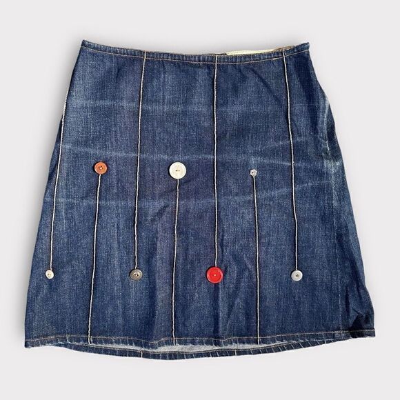 Icon‎ National San Francisco Denim Skirt Sz M w/ Buttons 100% Cotton Rare - Picture 4 of 8